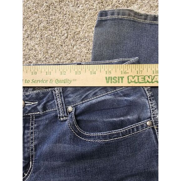 Love Indigo Women's Boot Cut Denim Jeans Distressed Embellished Pockets Size 12 - Picture 16 of 16